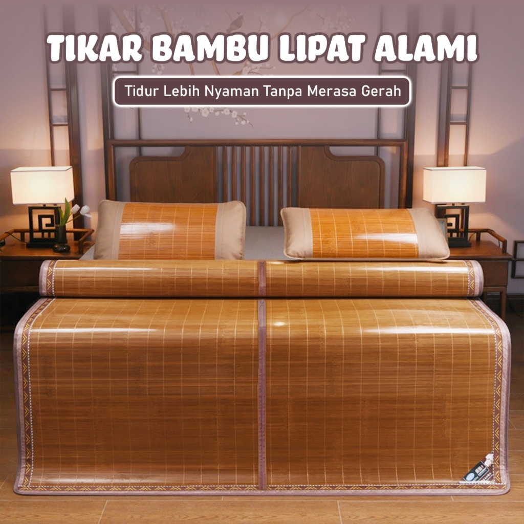 Tikar Bambu Asli  Import 180x200cm Tikar Lipat Bambu Premium Karpet Alas Tidur Freebag TERLARIS/X6A1