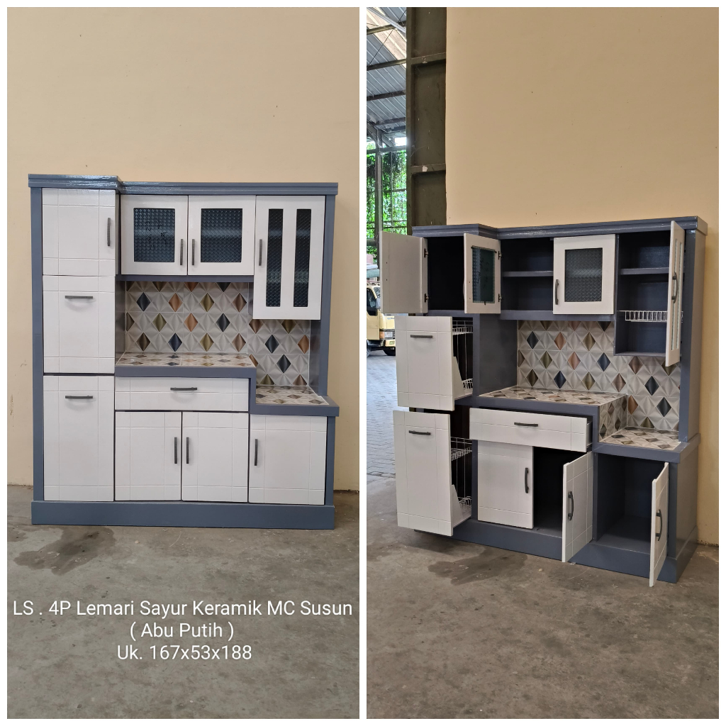 LS 4 Pintu MC susun - Lemari Sayur Kayu / Rak Dapur Kayu / Lemari Sayur Jumbo / Rak Sayur / Rak Piri