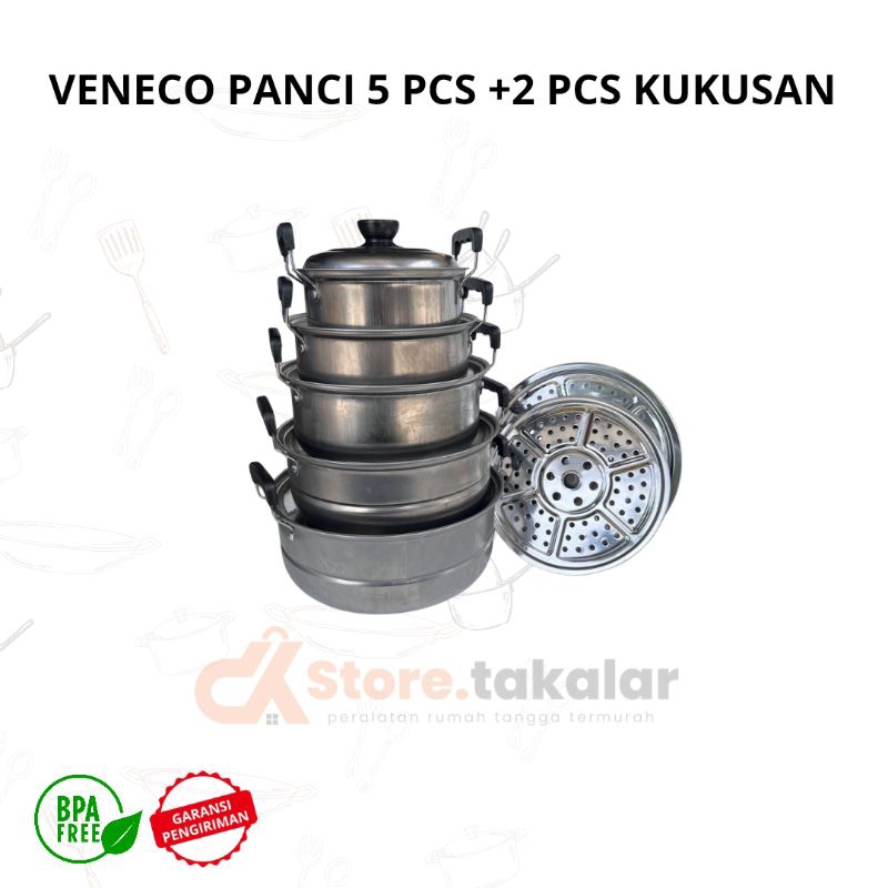veneco 12in1 panci streamer set stainless / set panci stainless / set panci kukus