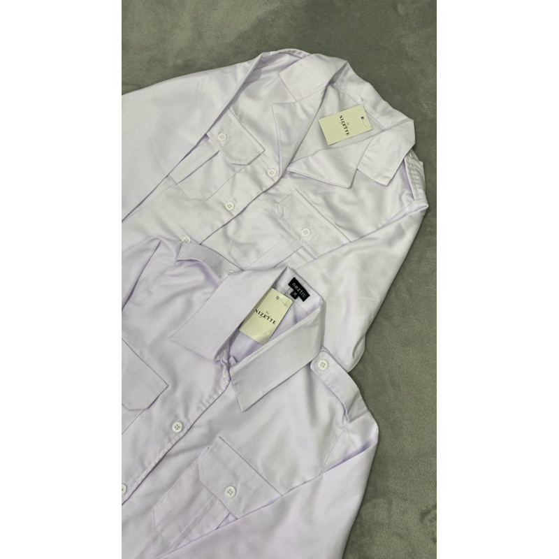 Seragam Putih PDH Kemeja Wanita Kerah Rebah