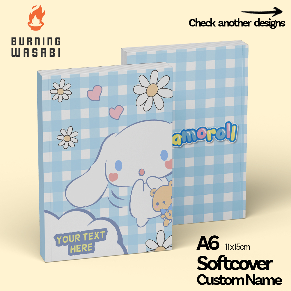 

Buku Saku Pocket Notebook Cinnamoroll Sanrio Softcover Custom Nama Burning Wasabi Diary A6 Polos