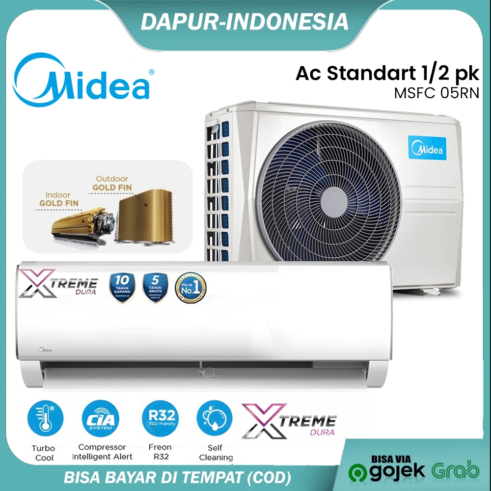 AC MIDEA 1/2 PK + PASANG MIDEA MSFC 05RN