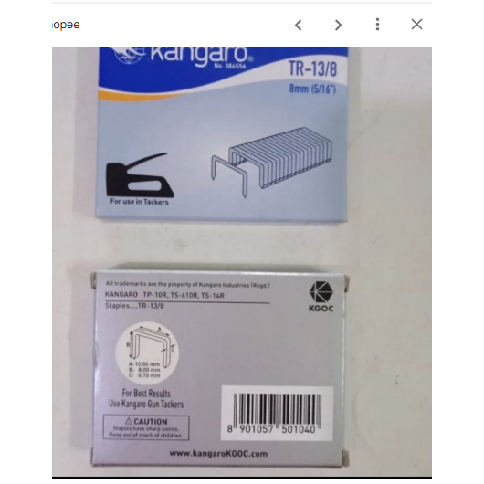 Isi Stapler Tembak TR13/8 (1000 staples) Kangaro