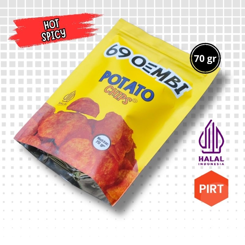 

69 Oembi Keripik Kentang 70gr [Varian Rasa Hot Spicy] Potato Chips Tanpa Bahan Pengawet