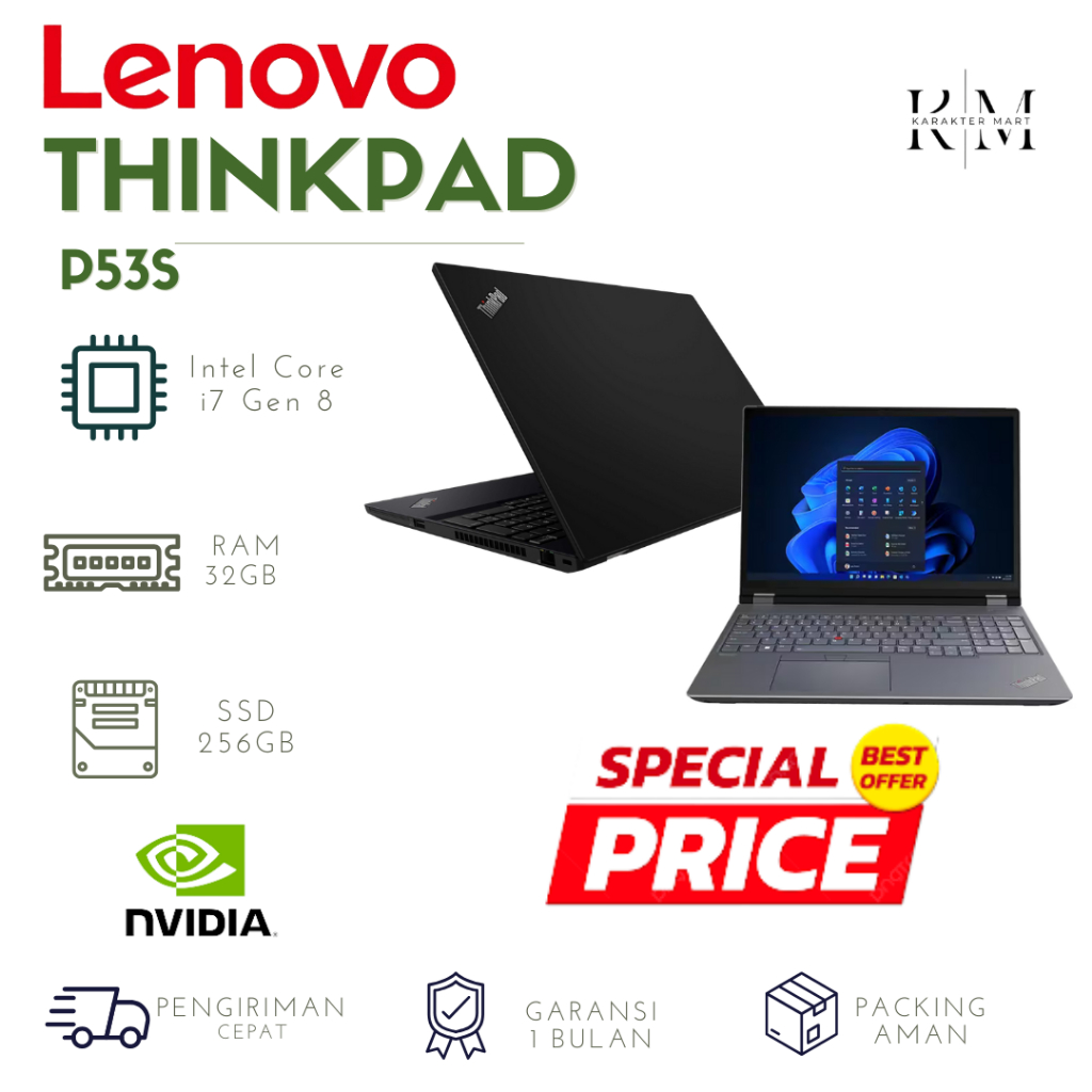 Thinkpad P53s Touchscreen 15 inch WORKSTATION Core i7 NVIDIA Quadro Murah