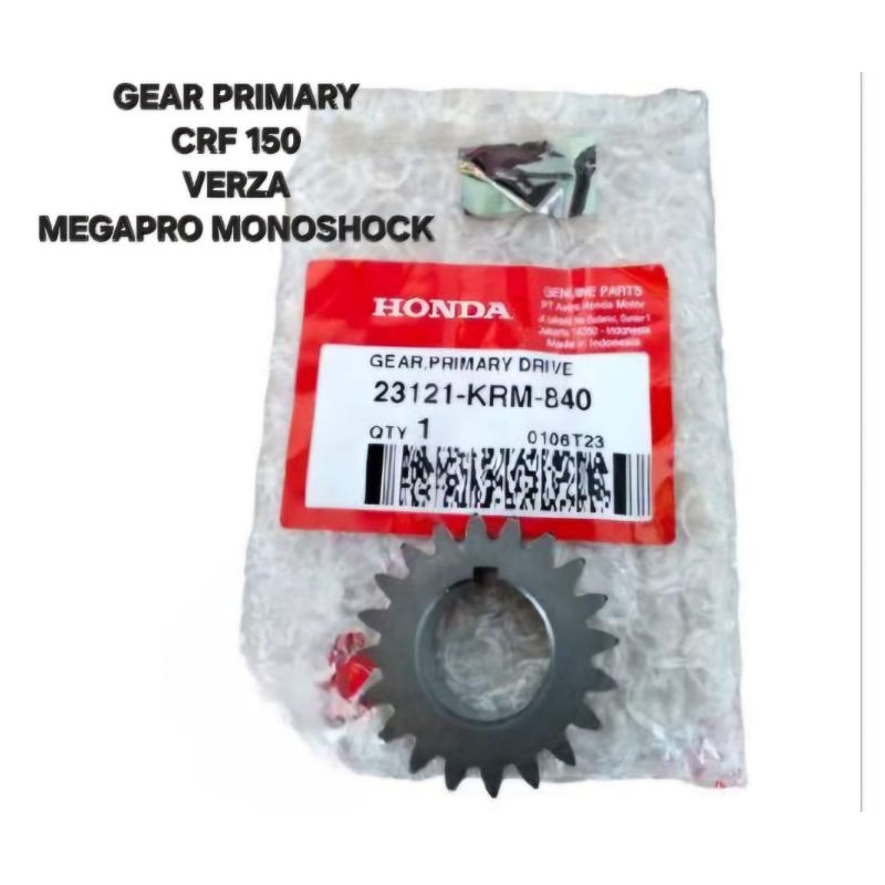 GEAR GIGI PRIMARY PRIMER CRF 150 VERZA MEGAPRO MONOSHOCK 20T 23121-KRM-840 ORIGINAL