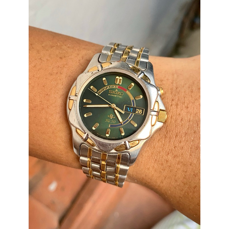 Vintage SEIKO Kinetic 5M43 Green Dial