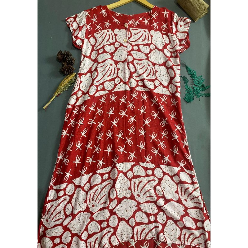 DASTER RAYON MOTIF BATIK MERAH PUTIH