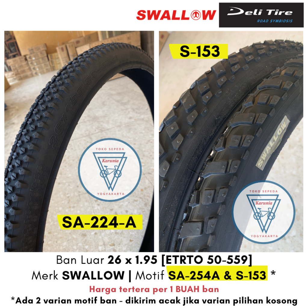 Ban Luar Swallow 26 x 1.95 HITAM / 26 x 195 / 26x1.95 |  Sepeda MTB