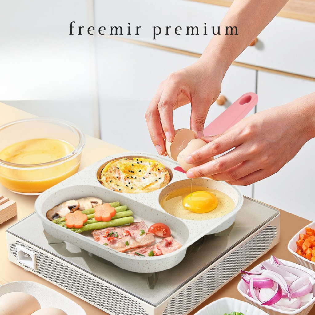 Baru Freemir Teflon Sekat 3 Omelette Pan Wajan Telur Sakura Series Anti Lengket