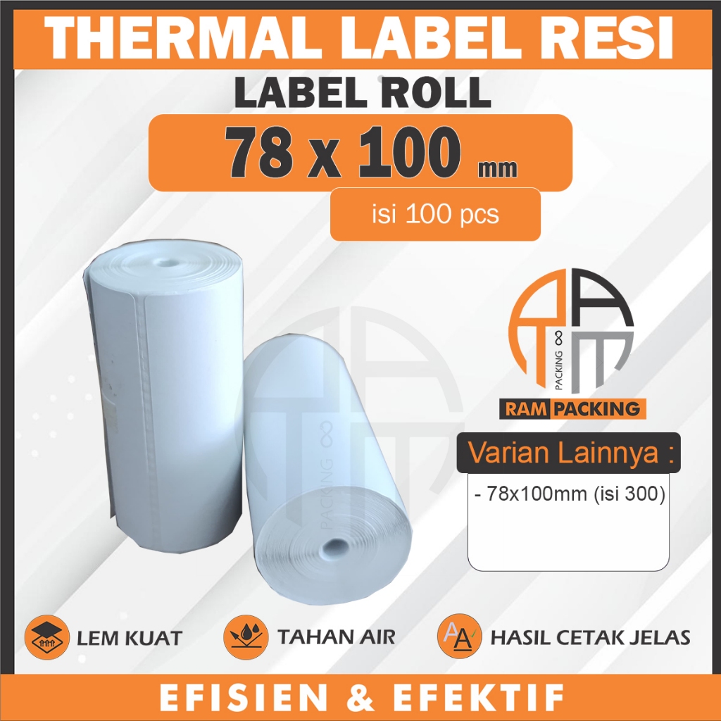 

Stiker Label Resi 78x100 78 x 100 Thermal Label ISI 100 (Utk Printer kecil/portable)
