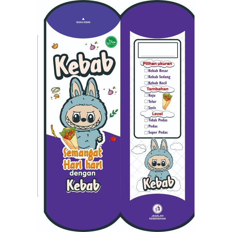 

50 Lembar Kertas Kemasan Kebab Labubu Jumbo / kantong kebab / bungkus kebab uk 24x9 cm