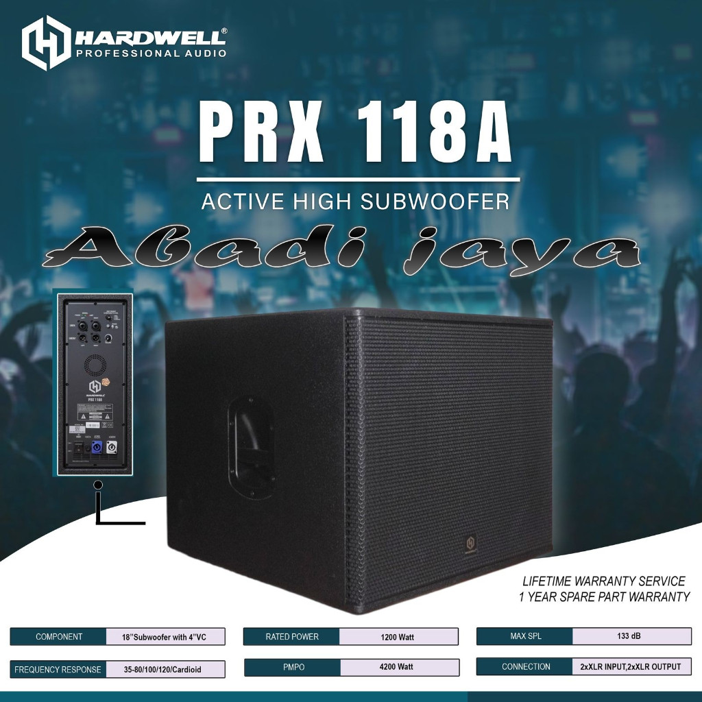 Subwoofer Aktif 18 Inch Hardwell PRX 118A / PRX 118 A Original Hardwell Active Subwoofer 18 Inch