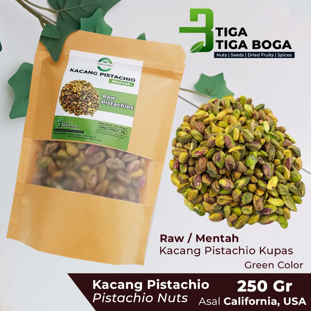 

Kacang Pistachio Kupas Mentah 250 gram / Raw Peeled Pistachio Nuts California USA