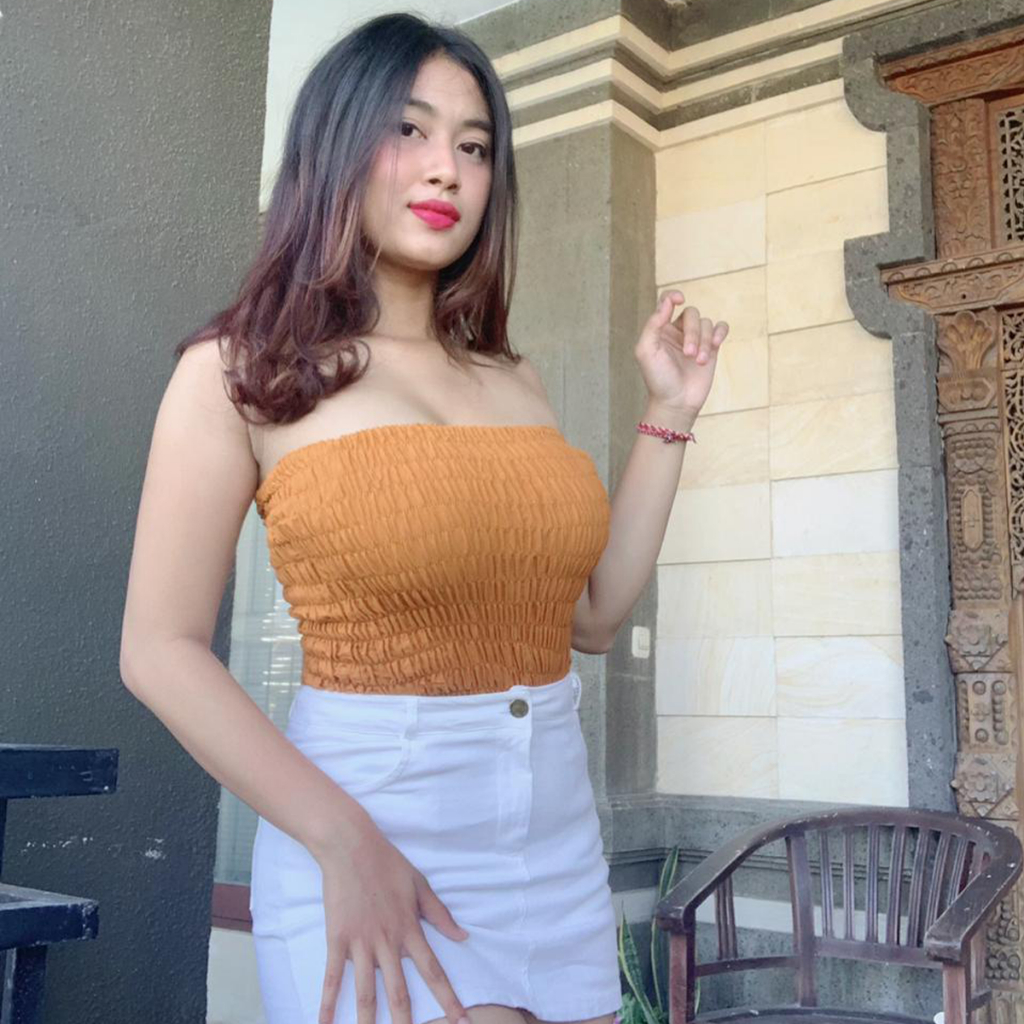 Inner kemben wanita polos pantai Bali karet kerut