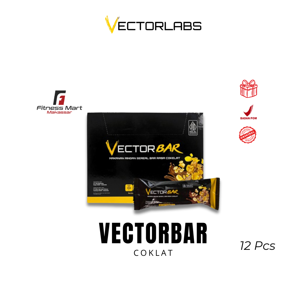 

VECTORLABS Protein Bar - Coklat kacang Snack sereal Sehat - VectorBar 1 box isi 12 Sachet