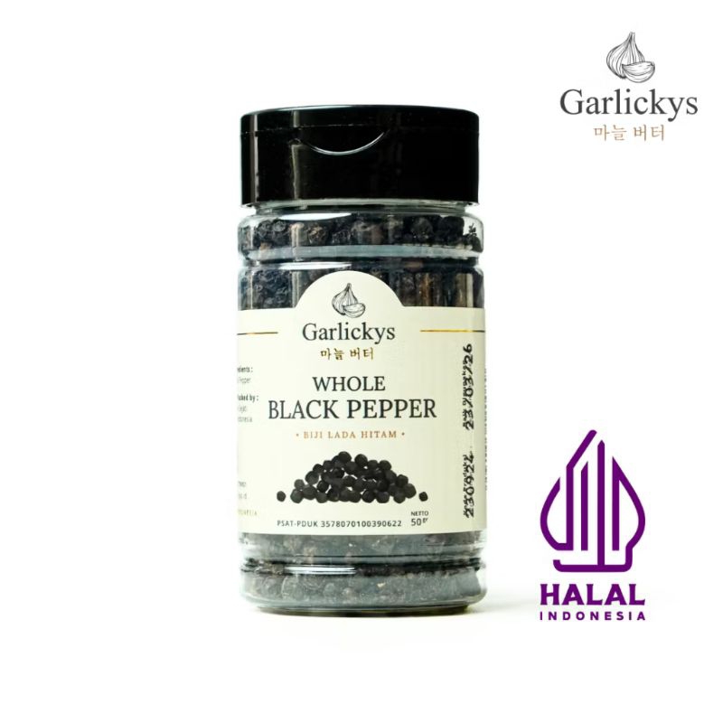 

Bumbu Lada Hitam Utuh Whole Black Pepper Botol 50g Garlickys