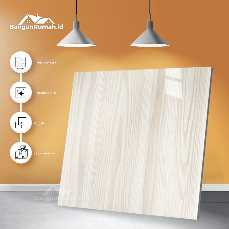 Keramik lantai Glossy Concord Tripwood 50x50