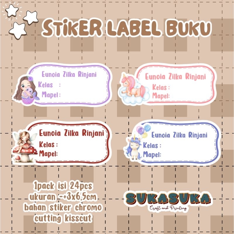 

stiker mapel custom / stiker label buku / stiker nama custom / stiker buku lucu / GIRL SERIES