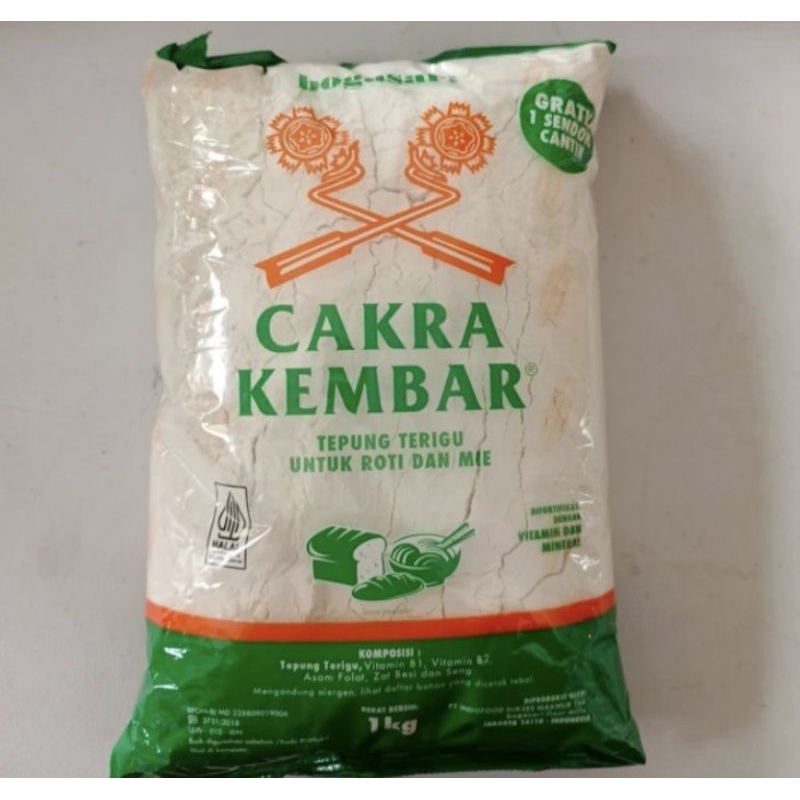 

Tepung Terigu Cakra Kembar 1KG untuk Roti dan Mie
