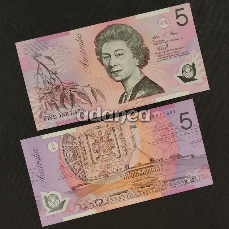 Uang Asing Australia Dolar Pecahan 5 Dolar Old Series Polymer