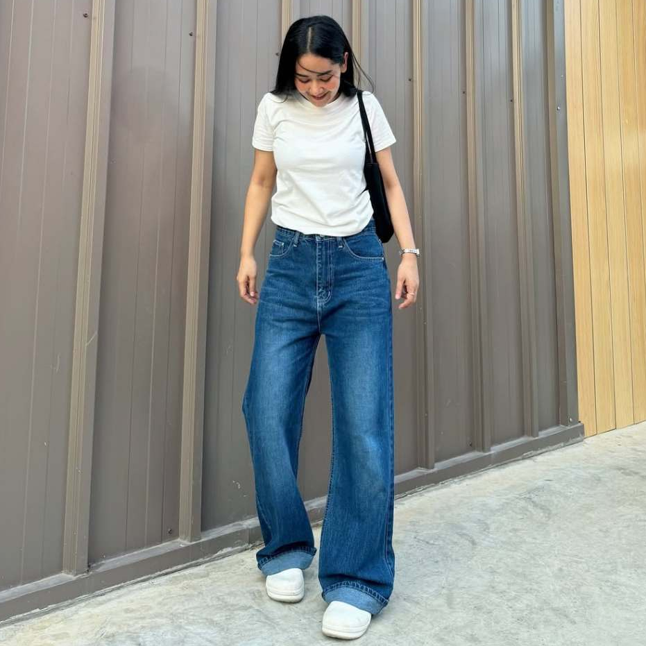 Love-Celana Jeans Wanita-Celana Jeans Modal Baggy Warna Vintage-Celana Jeans High Waist Wanita-Jeans