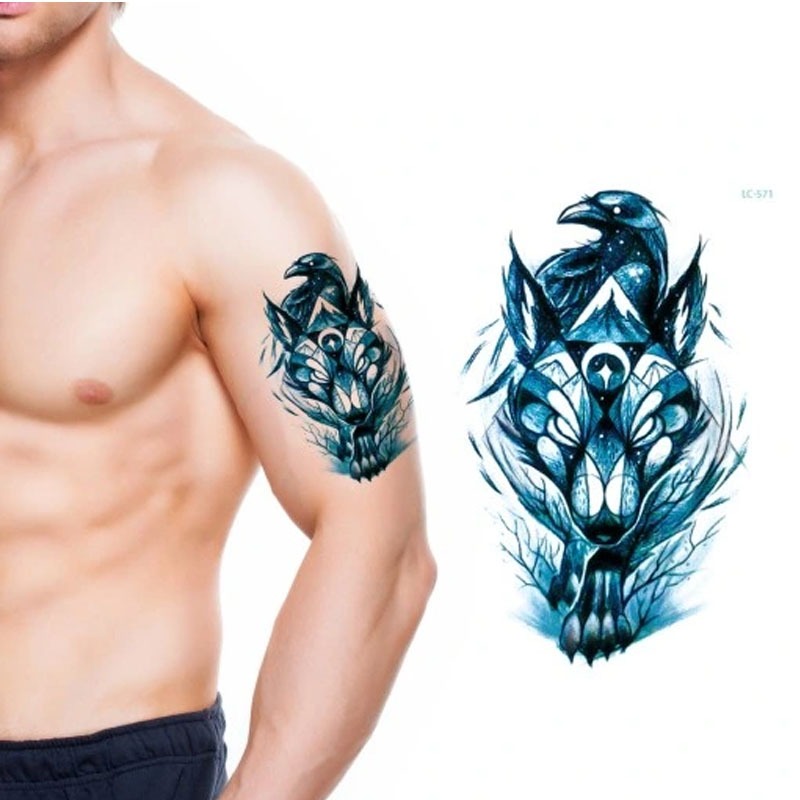 Tato Temporer LC-571 SRIGALA BIRU Tatto Temporary DADA PUNGGUNG size 21x15cm TATO STIKER