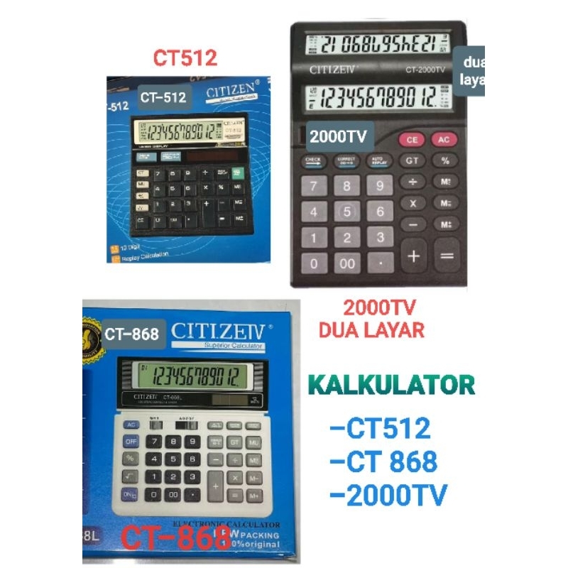 

Kalkulator citizen ct512 ct868 2000TV 12digit calculator check dual 2power