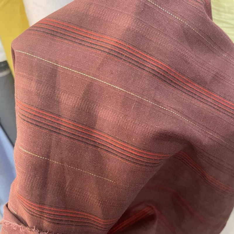 kain katun motif - kain katun dobby motif salur premium - kain katun dobby coklat - kain katun origi