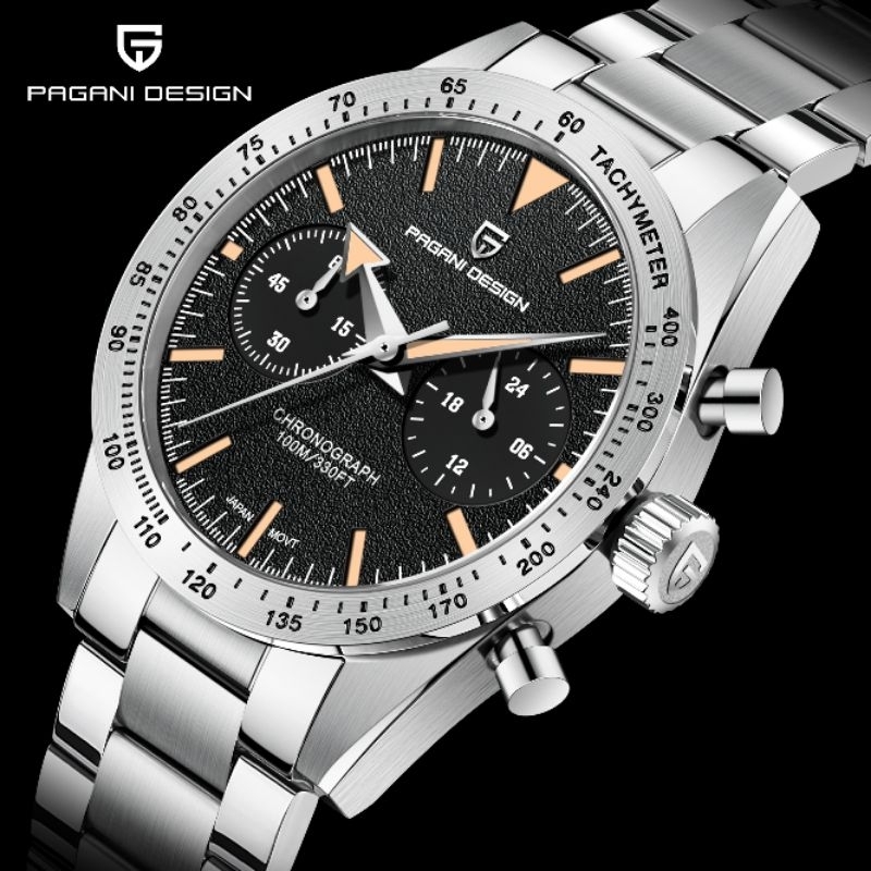 NEW PAGANI DESIGN OMG SPEEDMASTER 57 SEIKO VK64 SAFIR DOME GLASS +  AR COATING STEEL SOLID 316 L  WR