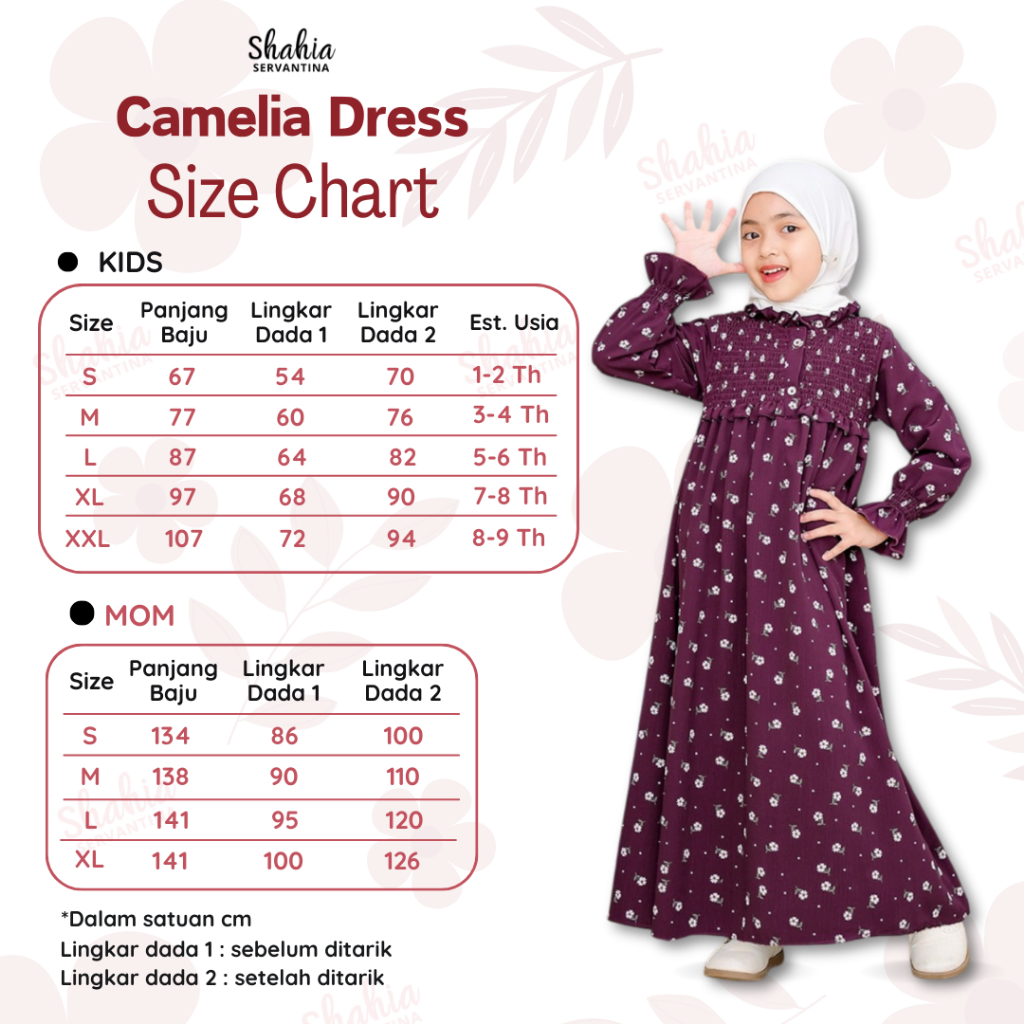 TERLARIS SHAHIA SERVANTINA - CAMELIA DRESS CRINCLE GAMIS COUPLE IBU & ANAK PEREMPUAN
