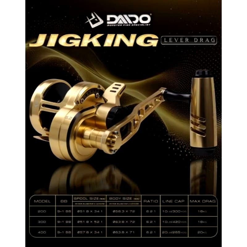 reel pancing OH Daido Jigking Lever Drag GOLD 200L