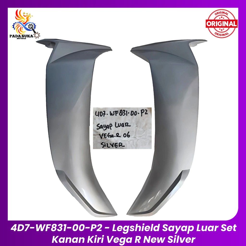 Cover Sayap Luar Vega R New Set Kanan Kiri Silver 4D7-WF831-00-P2 (4D7-F8312-00-P2/4D7-F8311-00-P2) 