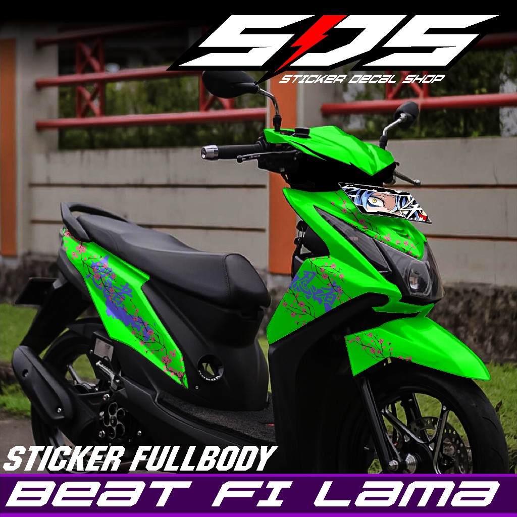 TERBARU Decal Stiker Full Body Motor Honda Beat Fi Lama Stiker Decal Variasi Full Body Motif Sakura