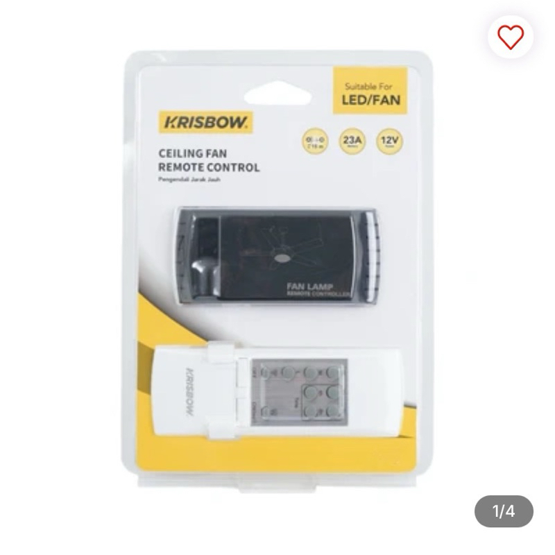 Krisbow Remote Control Kipas Angin Plafon - Hitam/putih