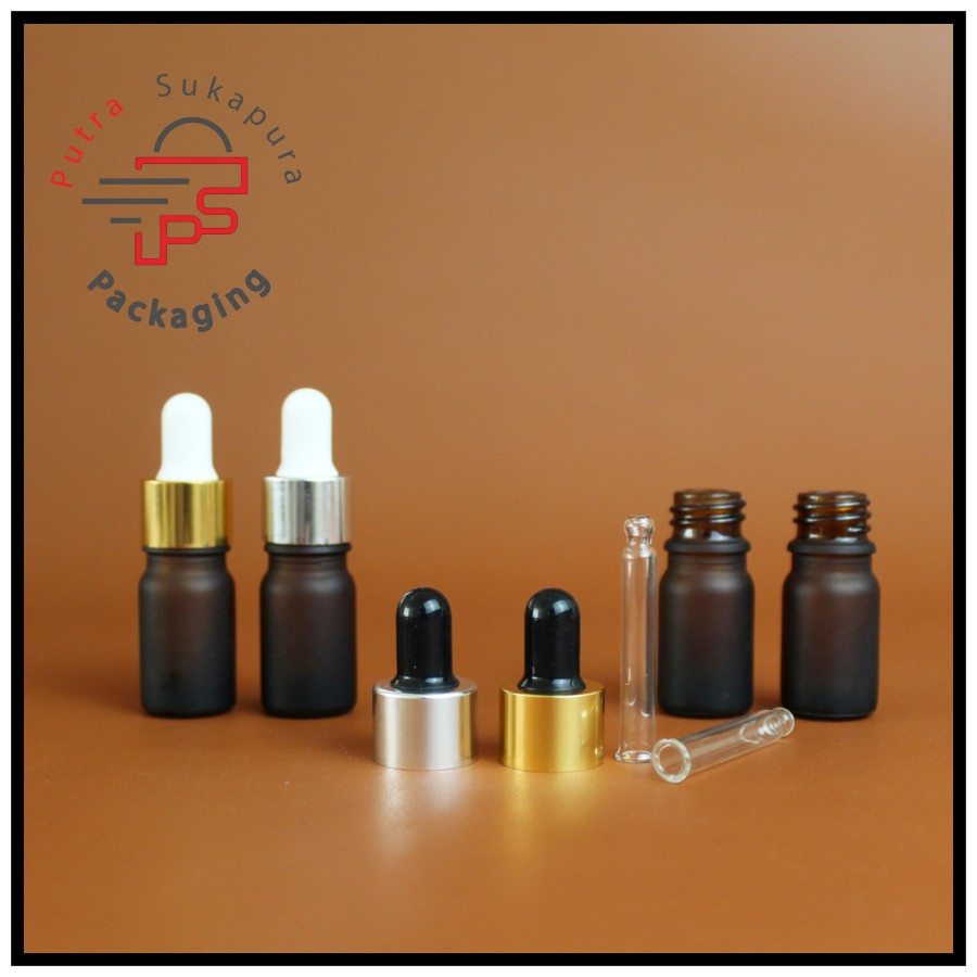 Botol kaca pipet 5ml coklat frosted/botol serum 5ml/botol tetes 5ml