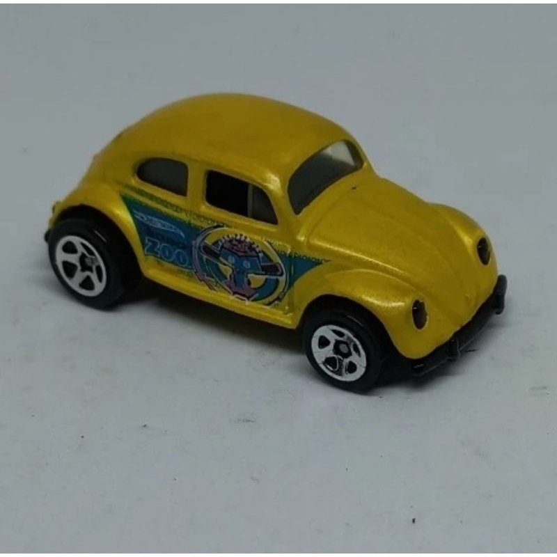 hot wheels vw bug volkswagen beetle yellow robo zoo loose diecast (t)