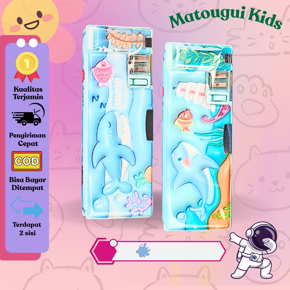 

【MTG.KIDS】Kotak pensil Jepret Magnetik Motif 3D Poney untuk anak / Tempat pensil multifungsi anak sekolah lengkap dengan free peruncing gunting isolasi penghapus