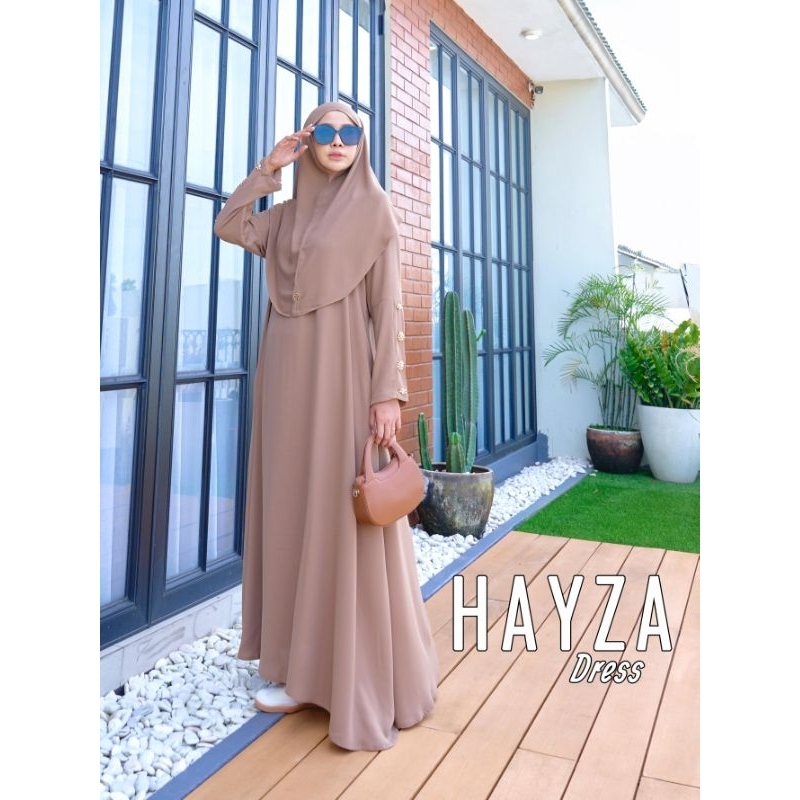 HAYZA DRESS / GAMIS SET HIJAB ANTI UV ORI BY MAREVI (HANYA SIZE STANDAR)