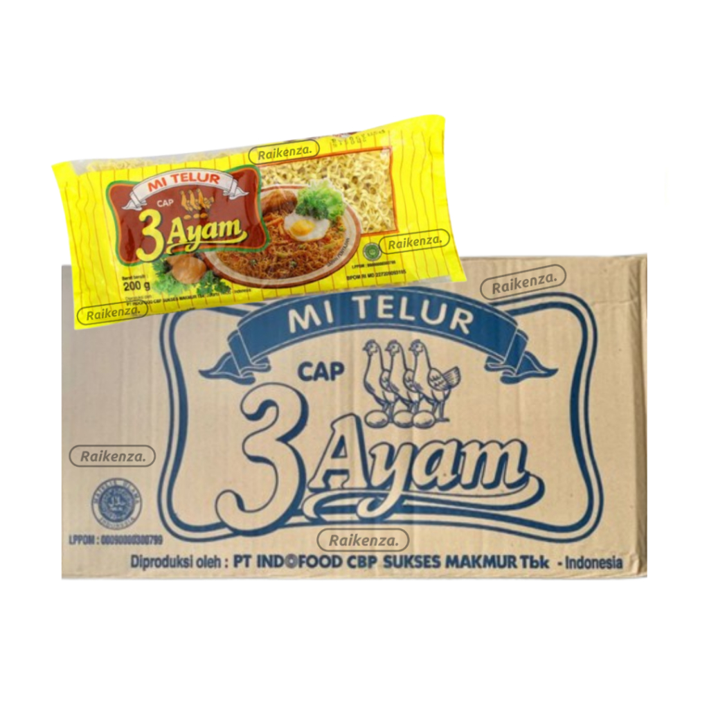 

Indofood Mi Telur Cap 3 Ayam 1 Dus Isi 20 Pack Kemasan 200gr