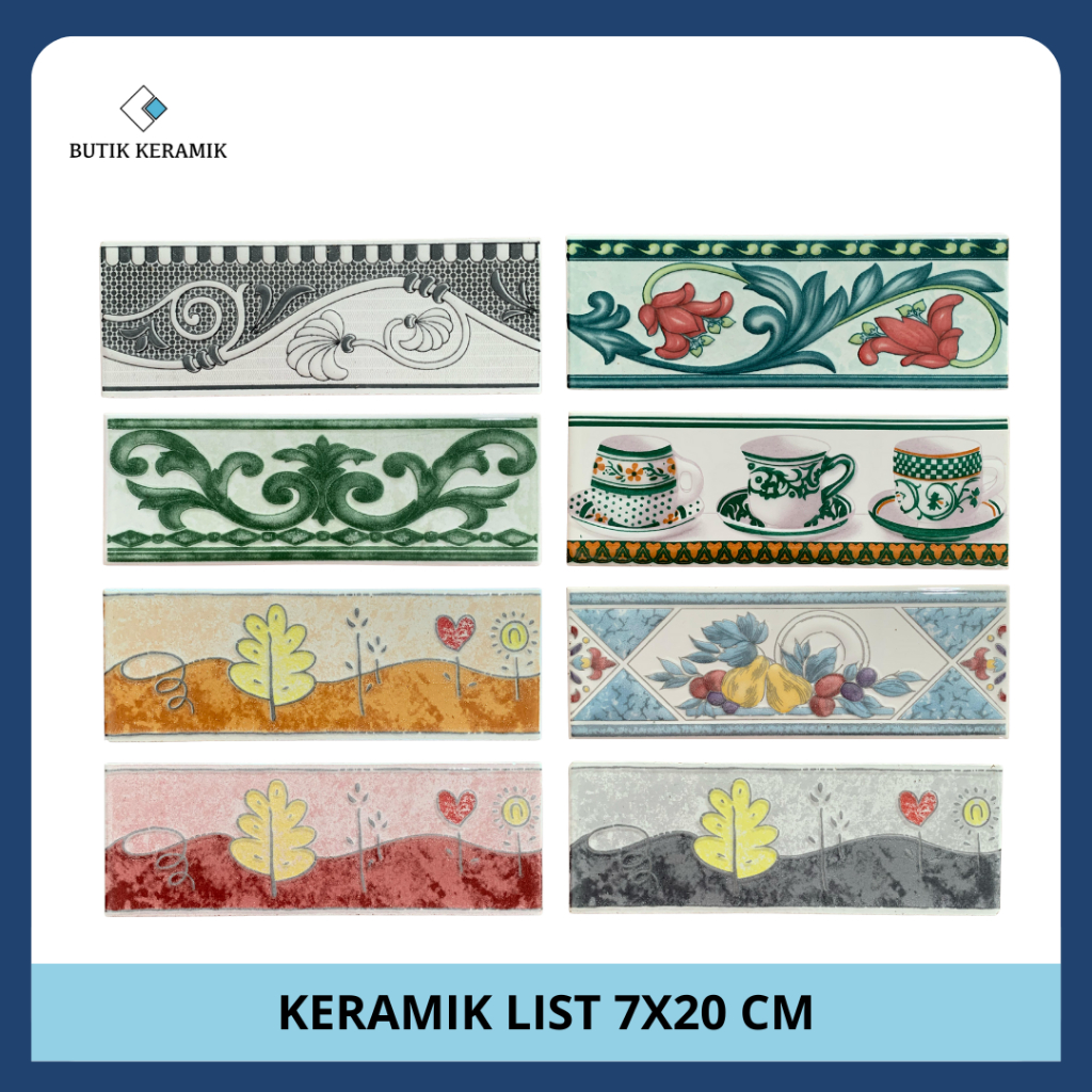 Keramik List 7x20  | Ujung Keramik | Pojokan Keramik | Keramik Lantai I Keramik Motif Bunga | Kerami