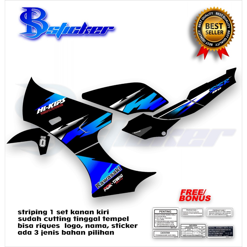 sticker striping ninja SSR 150  bodi hitam bisa riques variasi transparan bahan sdh terCUTTING