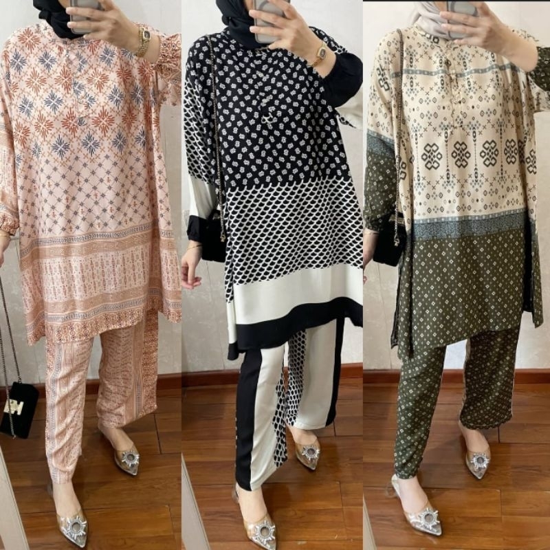 Setelan Tunik Dealova Setelan Rayon Premium Oneset Tunik Dealova