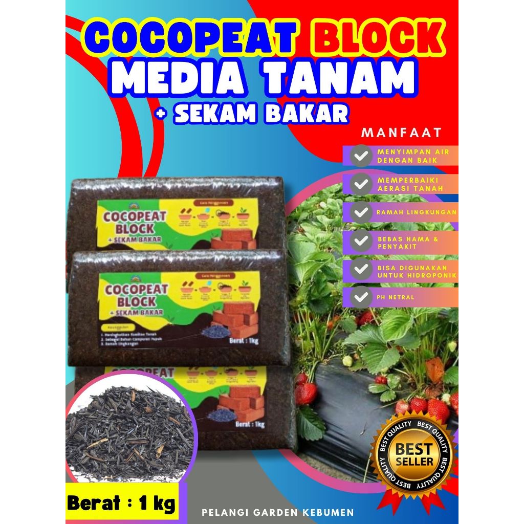 DIJAMIN ASLI  Cocopeat Media Tanam, Cocopeat Media Tanam 1Kg, Cocopeat Media Tanam Block