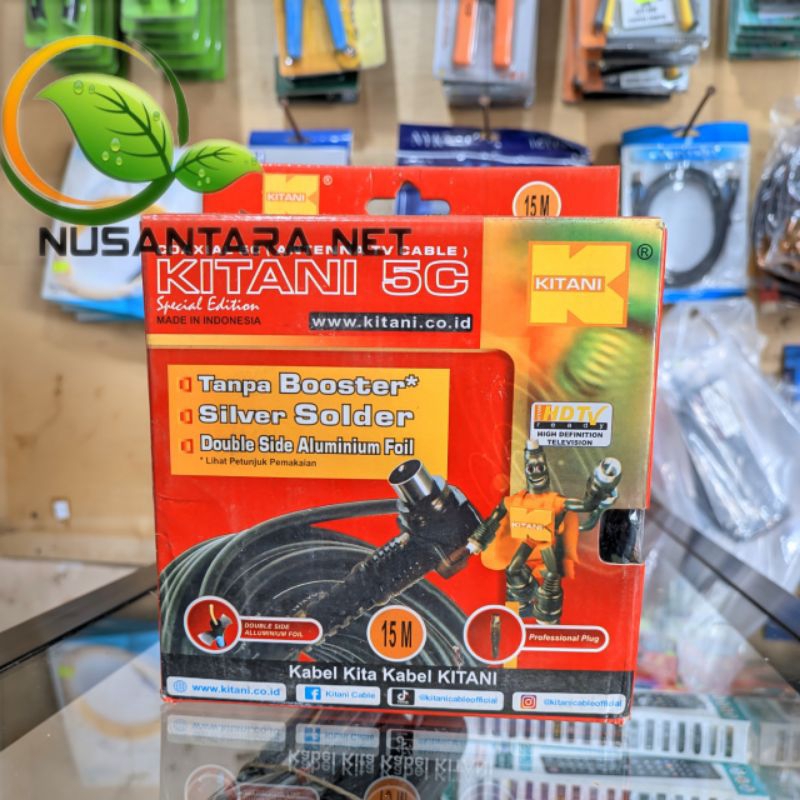 Kabel Antena TV Kitani 5C + jack 15 Meter / Kabel TV Kitani 15Meter