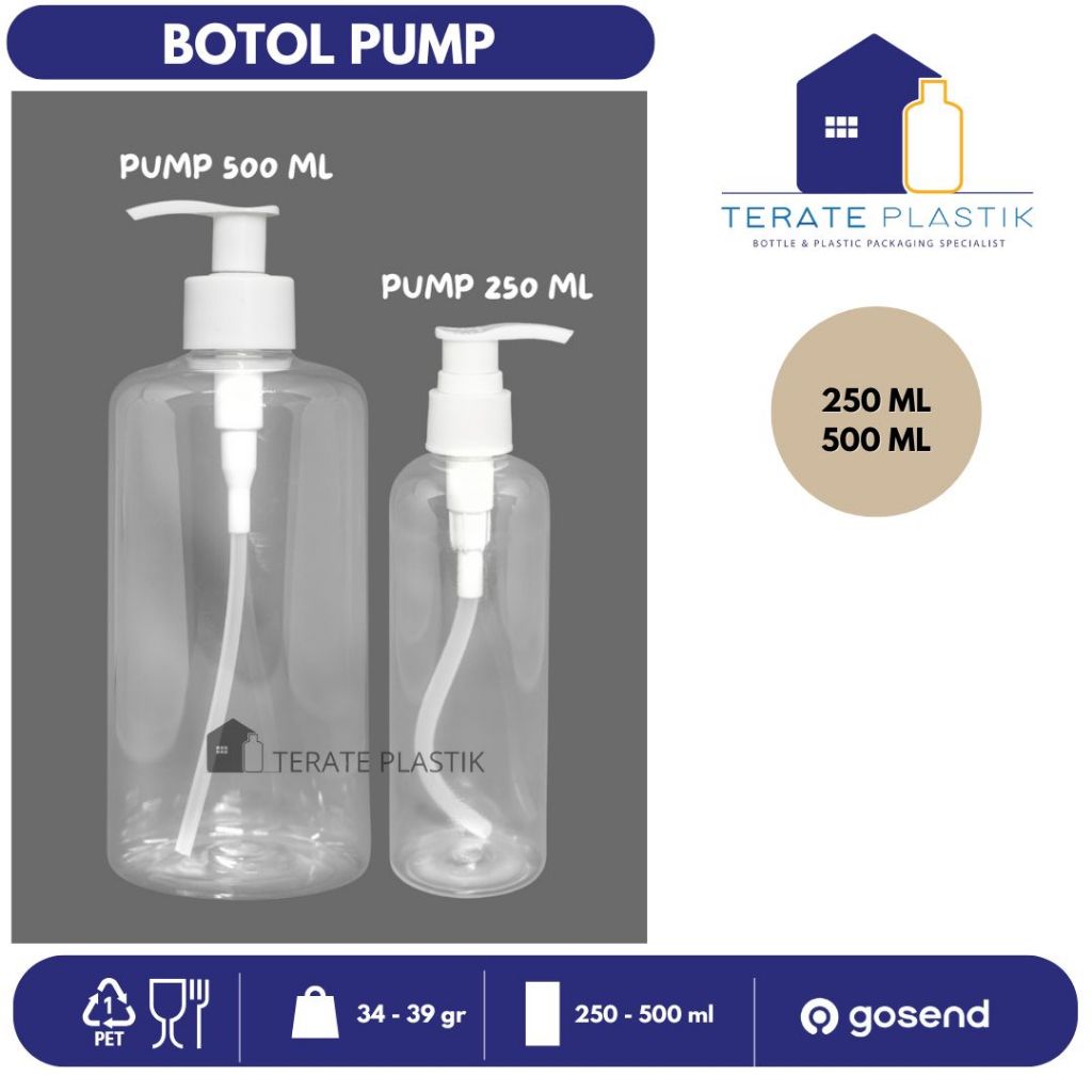 Botol Pump 250ml & 500ml | Kemasan Sanitizer & Sabun | Terate Plastik Bandung