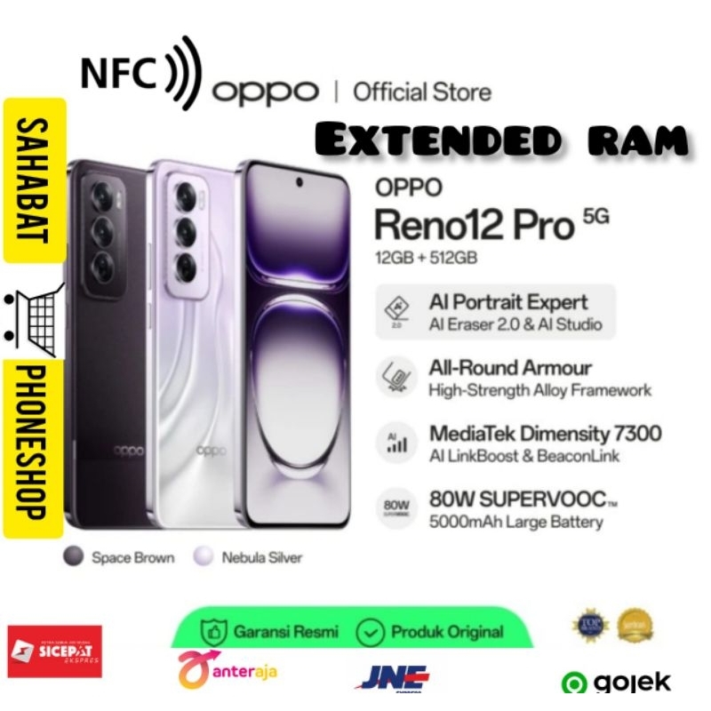 OPPO RENO 12 PRO 5G RAM 12/256 GB (12GB + 12GB EXTENDED RAM ) GARANSI RESMI