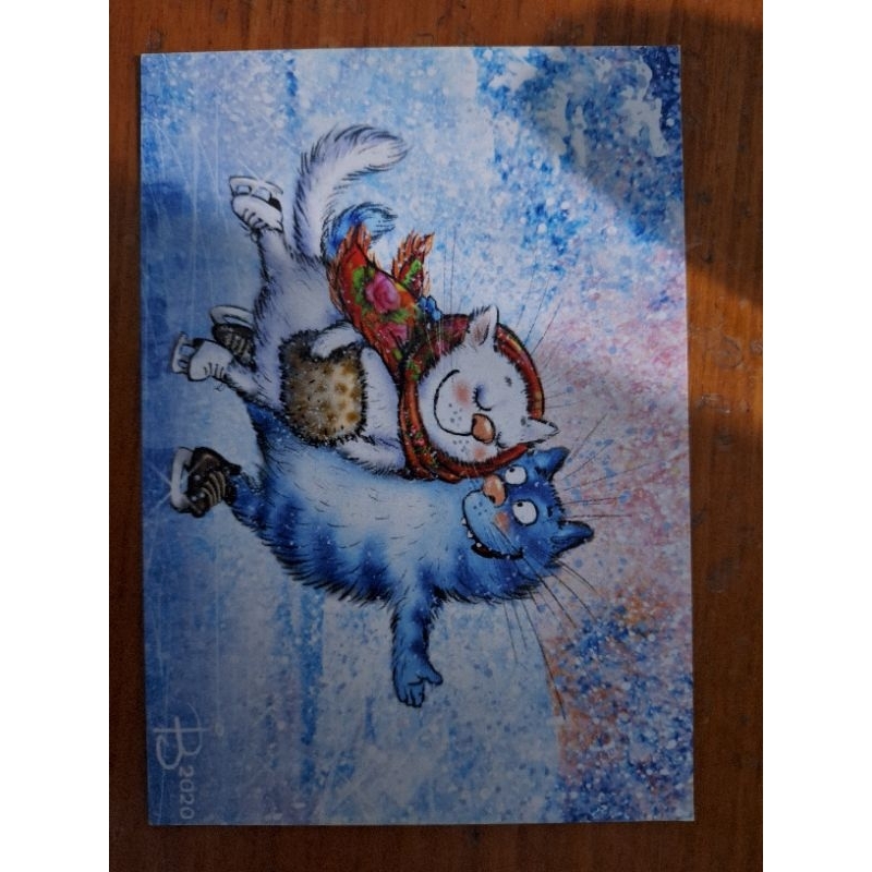 

kartu pos kucing bluecat dancing/Bluecat postcard