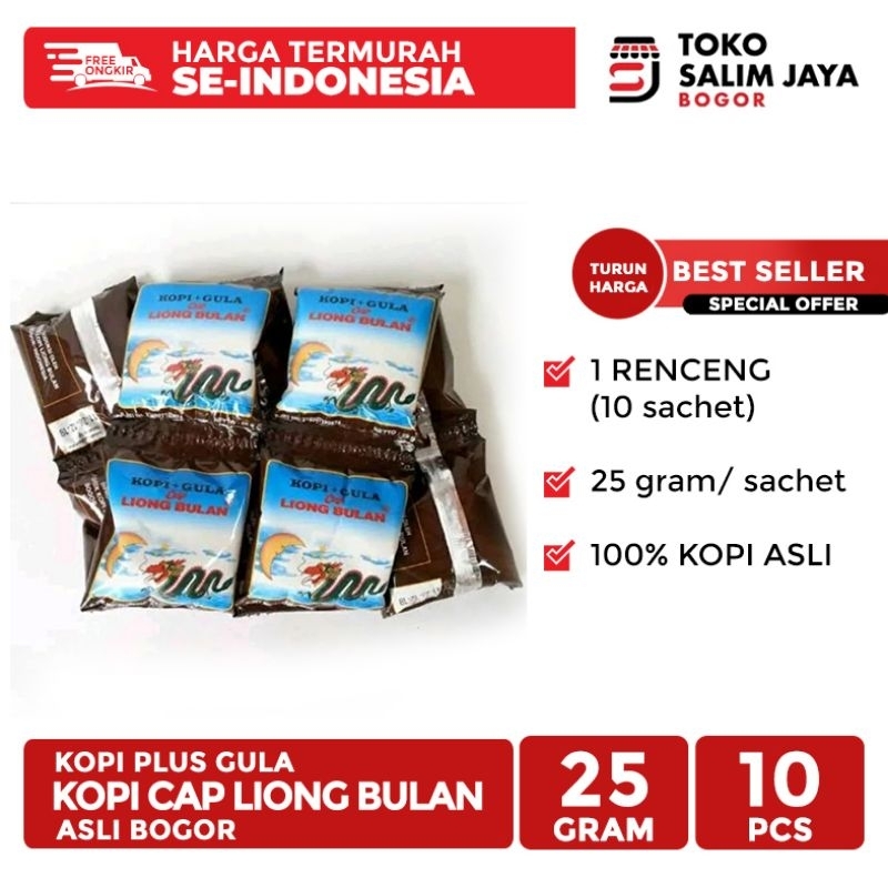

KOPI LIONG BULAN (GULA + KOPI) ISI 10 SACHET @25 Gram TERMURAH ASLI BOGOR