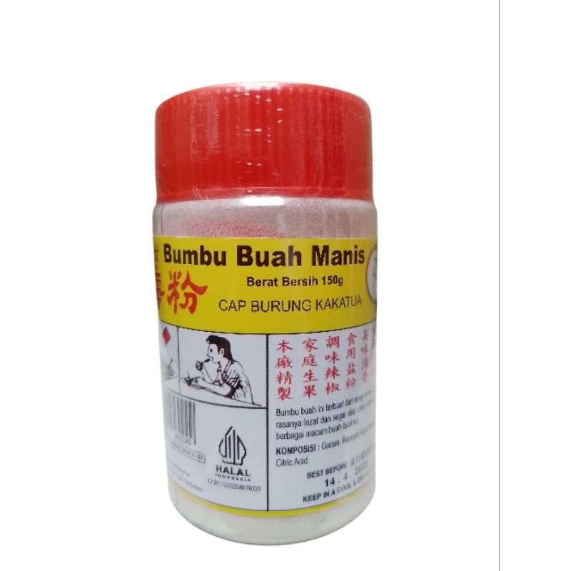 

Bumbu Garam Buah Manis Cap Burung Kakak Tua 150 gram